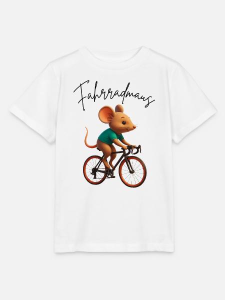 Fahrradmaus Maus auf Rennrad Geschenkidee - Stanley/Stella Kinder T-Shirt MINI CREATOR - Weiß