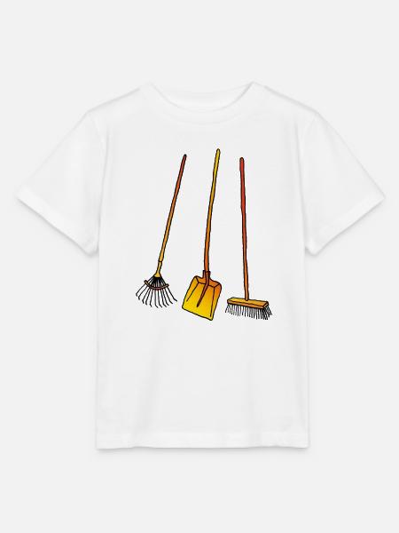 Laubrechen, Schaufel und Besen - Stanley/Stella Kinder T-Shirt MINI CREATOR  - Weiß