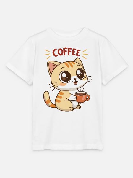Katzen-Kaffee-Latte-Zeichentrick - Stanley/Stella Kinder T-Shirt MINI CREATOR  - Weiß