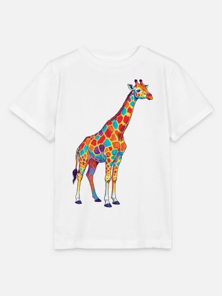 Bunte Giraffen-Regenbogen-Pop-Art-Aquarell - Stanley/Stella Kinder T-Shirt MINI CREATOR  - Weiß