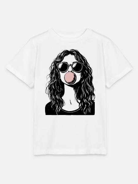 Cooles Mädchen bläst Kaugummi - Stanley/Stella Kinder T-Shirt MINI CREATOR  - Weiß