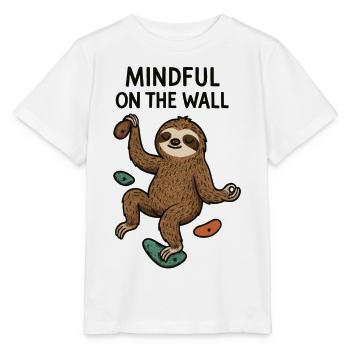 Attentif sur le mur – Paresseux zen sur le mur - T-shirt bio MINI CREATOR Stanley/Stella Enfant - blanc - Devant - Maike (125cm)