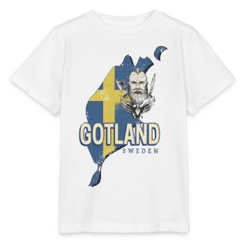 Gotland en Suède Rétro Province avec carte - T-shirt bio MINI CREATOR Stanley/Stella Enfant - blanc - Devant - Maike (125cm)