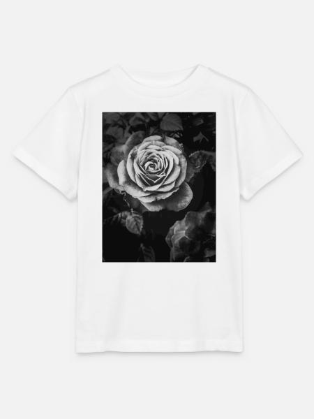 Schwarzweiß Rose Nahaufnahme - Stanley/Stella Kinder T-Shirt MINI CREATOR - Weiß