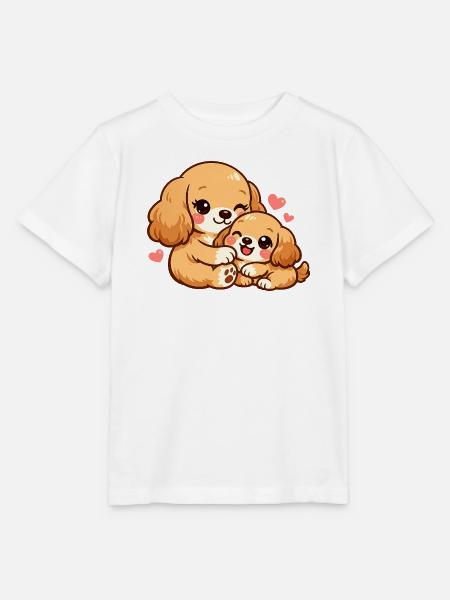 Die Hundemutter kuschelt mit ihrem Welpen - Stanley/Stella Kinder T-Shirt MINI CREATOR - Weiß