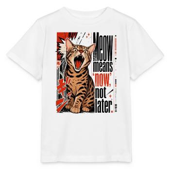 Meow Means 'Now', Not Later – Lautstarke Bengal - Stanley/Stella MINI CREATOR Kids’ T-Shirt - white - Front - Maike (125cm)