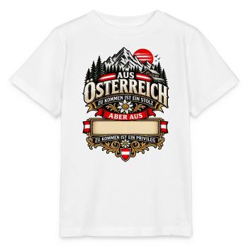 Meine Heimat Österreich (Ortsname einfügen!) - Stanley/Stella Kinder T-Shirt MINI CREATOR  - Weiß - Vorne - Maike (125cm)
