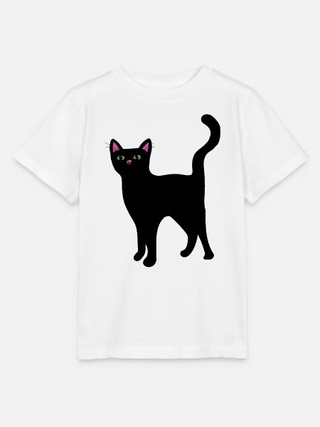 Neon-Katzengesicht auf Schwarz - Stanley/Stella Kinder T-Shirt MINI CREATOR  - Weiß