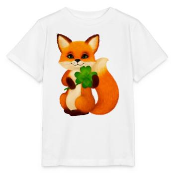 Niedlicher kleiner Fuchs mit vierblättrigem Klee - Stanley/Stella Kinder T-Shirt MINI CREATOR  - Weiß - Vorne - Maike (125cm)