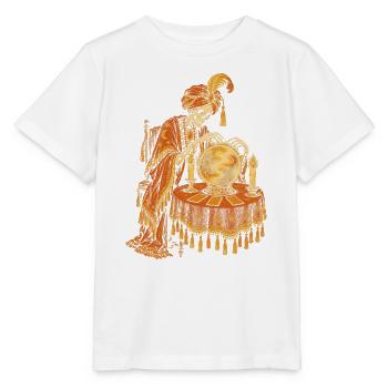 Die Skelett-Wahrsagerin mit der Kristallkugel - Stanley/Stella Kinder T-Shirt MINI CREATOR  - Weiß - Vorne - Maike (125cm)