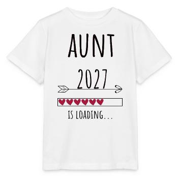 Pregnancy Announcement – Tante 2027 Geschenk - Stanley/Stella Kinder T-Shirt MINI CREATOR  - Weiß - Vorne - Maike (125cm)