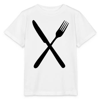 Fork and knife - Stanley/Stella MINI CREATOR Kids’ T-Shirt - white - Front - Maike (125cm)
