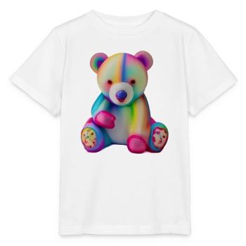 Mehrfarbiger Teddybär - Stanley/Stella Kinder T-Shirt MINI CREATOR  - Weiß - Vorne - Maike (125cm)