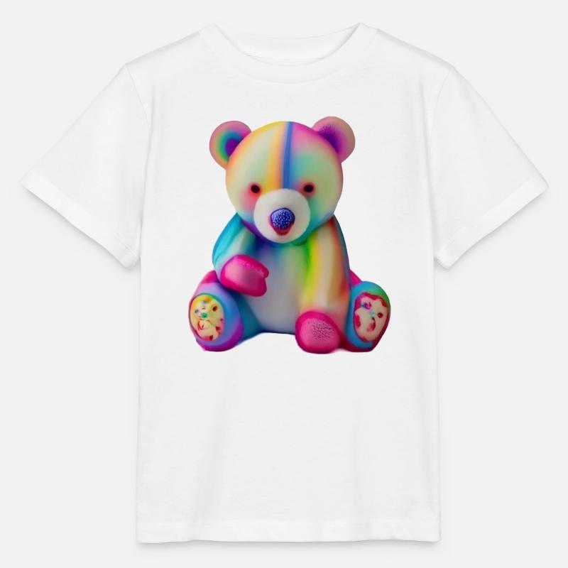 Mehrfarbiger Teddybär - Stanley/Stella Kinder T-Shirt MINI CREATOR  - Weiß
