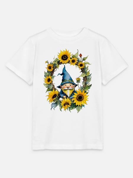 Sonnenblumen-Gnom - Stanley/Stella Kinder T-Shirt MINI CREATOR  - Weiß