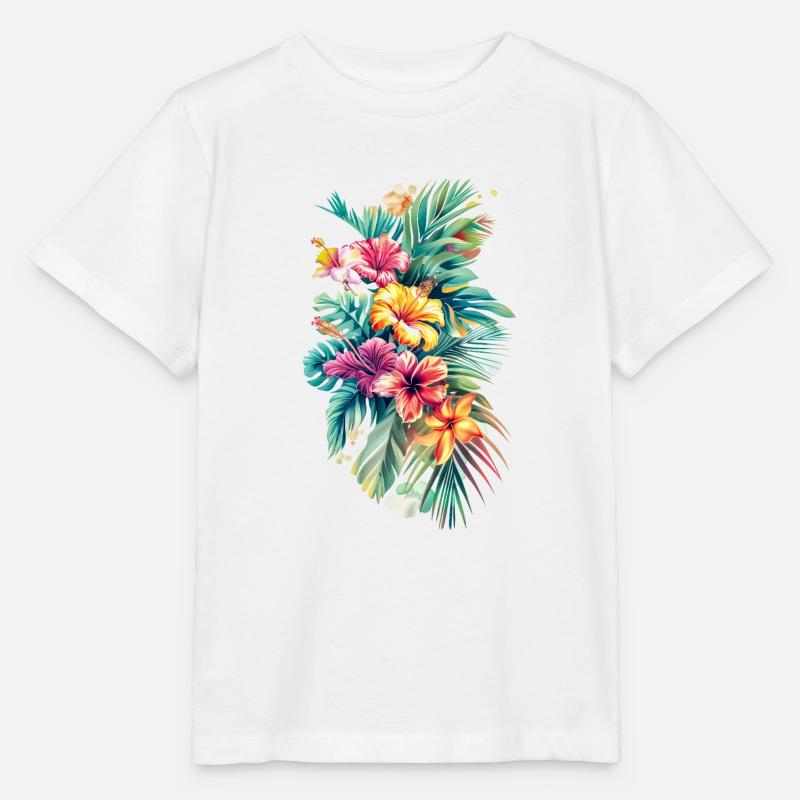 Hawaii Blumen Design - Stanley/Stella Kinder T-Shirt MINI CREATOR  - Weiß