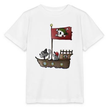 Bateau pirate avec la souris et la taupe - T-shirt bio MINI CREATOR Stanley/Stella Enfant - blanc - Devant - Maike (125cm)