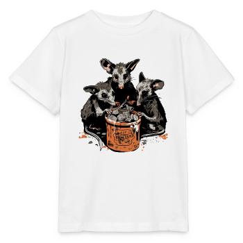 Opossums, die Müll aus einem Mülleimer essen - Stanley/Stella Kinder T-Shirt MINI CREATOR  - Weiß - Vorne - Maike (125cm)