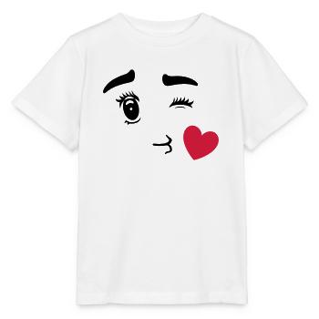 Cute Emoticon Kissing Heart - T-shirt bio MINI CREATOR Stanley/Stella Enfant - blanc - Devant - Maike (125cm)