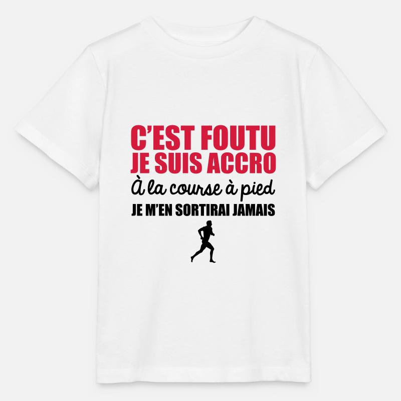c'est foutu je suis accro a la course à pied - T-shirt bio MINI CREATOR Stanley/Stella Enfant - blanc