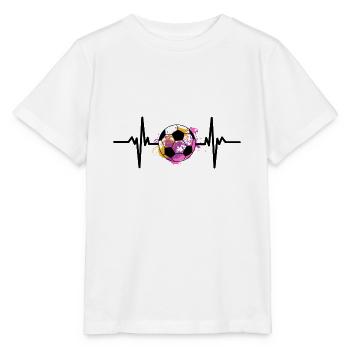 Fußball Mädchen Herzschlag Fußballerin Spielerin - Stanley/Stella Kinder T-Shirt MINI CREATOR  - Weiß - Vorne - Maike (125cm)