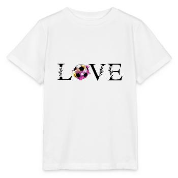 Fußball Mädchen LOVE Herzschlag Fußballerin - Stanley/Stella Kinder T-Shirt MINI CREATOR  - Weiß - Vorne - Maike (125cm)