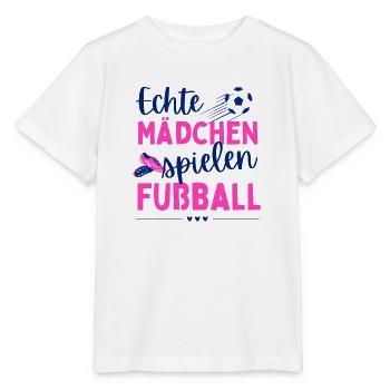 Fußball Echte Mädchen spielen Fußball Fußballerin - Stanley/Stella Kinder T-Shirt MINI CREATOR  - Weiß - Vorne - Maike (125cm)
