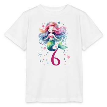 Geburtstag 6 Meerjungfrau Mädchen Sechs 6 Jahre al - Stanley/Stella Kinder T-Shirt MINI CREATOR  - Weiß - Vorne - Maike (125cm)