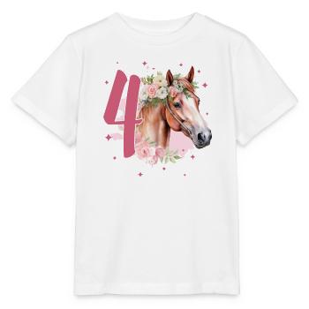 Geburtstag 4 Mädchen Pferd Reiten Stall Vier 4 Jah - Stanley/Stella Kinder T-Shirt MINI CREATOR  - Weiß - Vorne - Maike (125cm)
