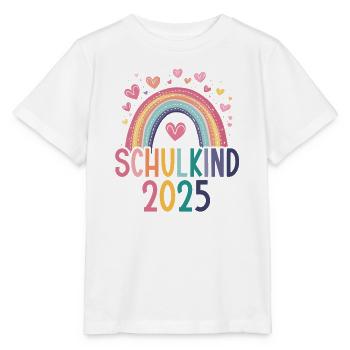 Schulkind 2025 Regenbogen Mädchen Einschulung 2025 - Stanley/Stella Kinder T-Shirt MINI CREATOR  - Weiß - Vorne - Maike (125cm)