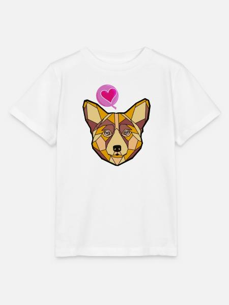Geometrischer Hund mit Herz - Stanley/Stella Kinder T-Shirt MINI CREATOR  - Weiß