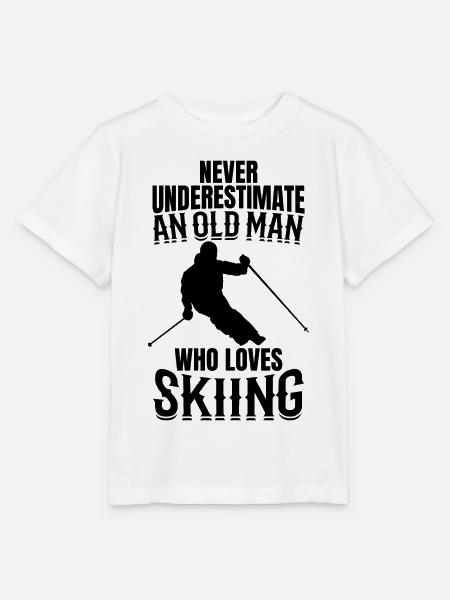 Alter Mann Skifahrer - Stanley/Stella Kinder T-Shirt MINI CREATOR - Weiß