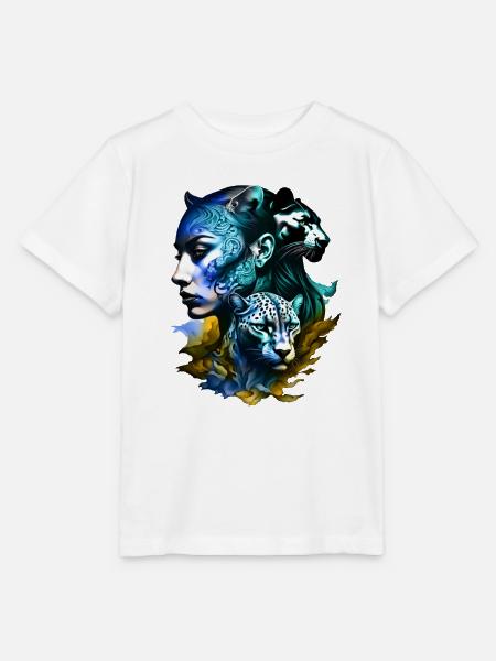 Leopard mit legendärem Frauengesicht - Stanley/Stella Kinder T-Shirt MINI CREATOR  - Weiß