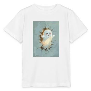 Adorable ghost coming out of the wall - Stanley/Stella MINI CREATOR Kids’ T-Shirt - white - Front - Maike (125cm)