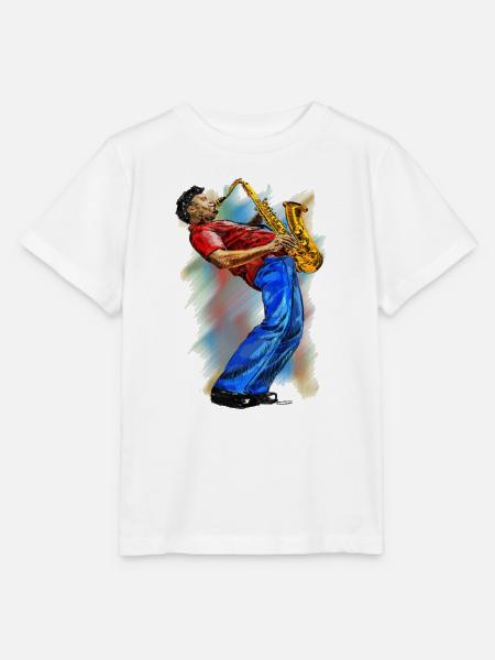 Jazz Saxophonist Illustration - Stanley/Stella Kinder T-Shirt MINI CREATOR - Weiß