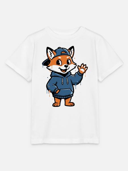 Fuchs im Hoodie Cartoon Motiv - Stanley/Stella Kinder T-Shirt MINI CREATOR - Weiß