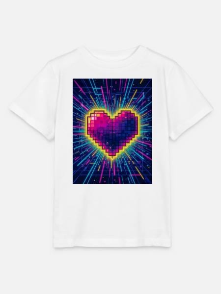Neon Heart Pulse – Retro-80er-Liebe - Stanley/Stella Kinder T-Shirt MINI CREATOR - Weiß