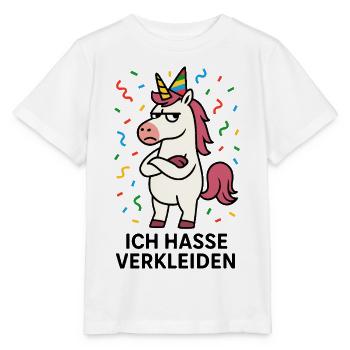 Faschingsmuffel Kostüm Einhorn hasse verkleiden - Stanley/Stella Kinder T-Shirt MINI CREATOR  - Weiß - Vorne - Maike (125cm)