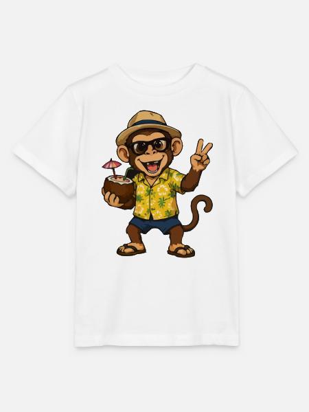 Tropischer Monkey Party - Hawaii Vibes - Stanley/Stella Kinder T-Shirt MINI CREATOR  - Weiß