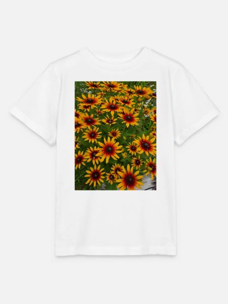 Sonnenhut Blumen Feuer Gelbrot Muster - Stanley/Stella Kinder T-Shirt MINI CREATOR  - Weiß