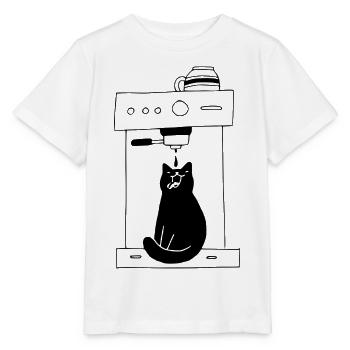 Cat Coffee Barista Vintage - T-shirt bio MINI CREATOR Stanley/Stella Enfant - blanc - Devant - Maike (125cm)