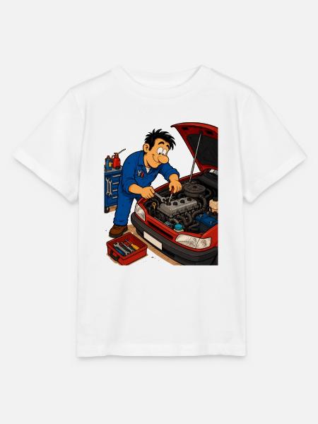 Animierter Mechanismus am Motor - Stanley/Stella Kinder T-Shirt MINI CREATOR  - Weiß
