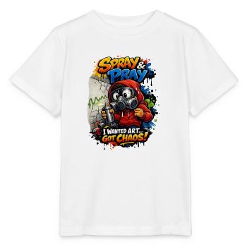 Spray & Pray Ich wollte Kunst Vot Chaos Graffiti - Stanley/Stella Kinder T-Shirt MINI CREATOR  - Weiß - Vorne - Maike (125cm)