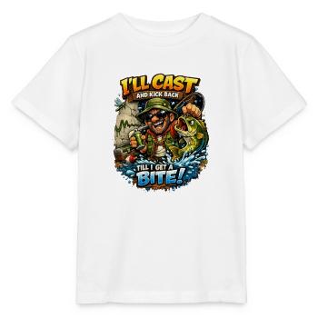 Ich werde werfen und mich zurücklehnen, bis ich einen Biss-Tee habe - Stanley/Stella Kinder T-Shirt MINI CREATOR  - Weiß - Vorne - Maike (125cm)