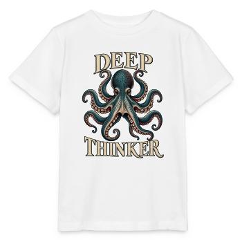 Deep Thinker – Vintage Oktopus - Stanley/Stella Kinder T-Shirt MINI CREATOR  - Weiß - Vorne - Maike (125cm)