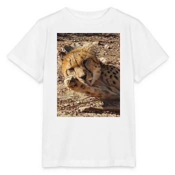 Gepard in seidigem Nap - Stanley/Stella Kinder T-Shirt MINI CREATOR  - Weiß - Vorne - Maike (125cm)