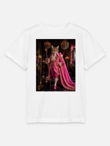 Königskatze im Rokoko-rosa Kostüm - Stanley/Stella Kinder T-Shirt MINI CREATOR - Weiß