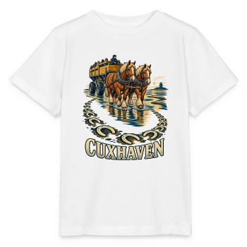 Cuxhaven Wattwagenspuren - Im Watt der Nordsee - Stanley/Stella Kinder T-Shirt MINI CREATOR  - Weiß - Vorne - Maike (125cm)