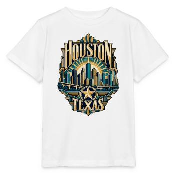Texas Houston Skyline Art Deco Badge - Stanley/Stella Kinder T-Shirt MINI CREATOR  - Weiß - Vorne - Maike (125cm)