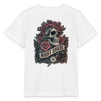 Nachtschatten-Schädel mit Nachtrosen - Stanley/Stella Kinder T-Shirt MINI CREATOR  - Weiß - Vorne - Maike (125cm)